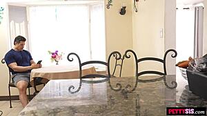 Naughty Little 18+ Stepsister Begins Camgirl Career Sucking Stepbrother's Big Cock and Fucking for Fans