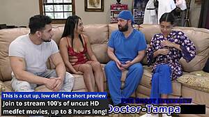 Dr Tampa examines couple Mia and Xander in gyno roleplay