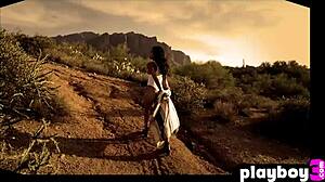 Stunning Black Milf Briana Ashley Poses in Lingerie Strips to Expose Hot Big Natural Tits Outdoors!