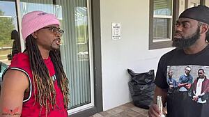 Step Dad And Friend Double Team Ebony Teen In Doggystyle And Cowgirl