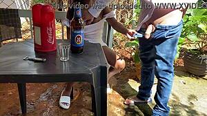 old 60-year-old naughty guy, you're fucking a young girl right in the bar