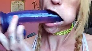 Vanessa Hastings' Messy Spit-Faced Dildo Deepthroat Session