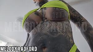 Slutty milf with big fake tits and shaved pussy twerks and teases in homemade video