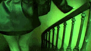 Demi Blue spreads her shaved pussy and takes stiff cock deep in asshole for intense anal. Lingerie and stockings add to fingering and gaping on bed with mommy in fishnets.