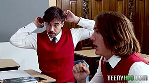 Raw Teachers Pet Sparks Classroom Threesome With Petite Ass And Small Tits