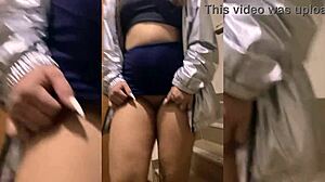 Showing Small Tits And Big Ass In Public With Miniskirt No Panties Outdoors.