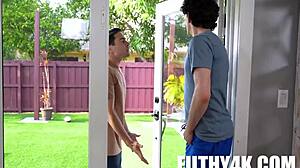 hey stepmom, can my friend join us? leo valentino asks lila lovely and nick strokes