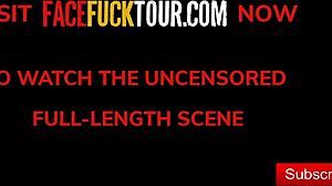 Fake tits blonde linda leclair gags on massive cock