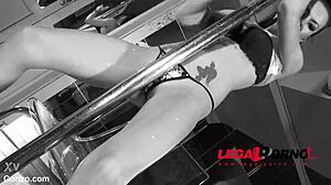 Ukrainian stripclub whore Inga Devil gets double anal penetration with rough gaping asshole action. Clothes ripped during wild dancing and striptease in night club.