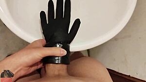 Skinny Amateur Strokes Huge Monster Cock with Homemade Fleshlight at Work