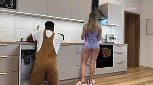 slutty wife takes huge black plumber cock deep