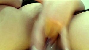 Solo Girl Masturbates Her Sweet Pussy in Close-Up View