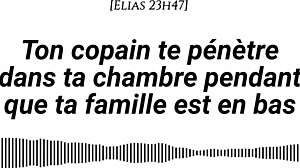 Ton copain te prend en silence pendant que ta famille est en bas, petit ami sexe chuchoté prise de risque tendre puis intense gémissements 😏