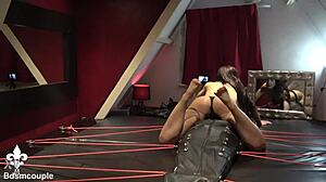 Full movie unfolds as femdom mistress binds her slave lover. She forces CUM IN MOUTH in intense BDSM bondage scene uncensored.