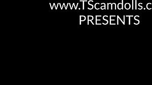 Busty blonde shemale starts wanking her cock on webcam, building up to a massive cumshot explosion.