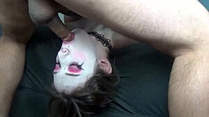 Oh man, mad moxxi gets that rough head hanging throat fuck of a lifetime, slamming balls deep cum in throat as she stares forward