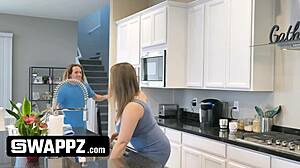 Amazing cougars Kiki Daire and Natasha Nice surprise stepsons with hardcore fucking big tits riding and creampie orgy