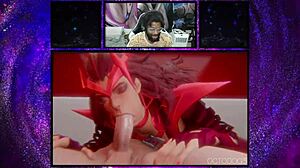 bald pussy marika fucks scarlet witch with blowjob and machinist dildo action leading to deepthroat cumshot on face