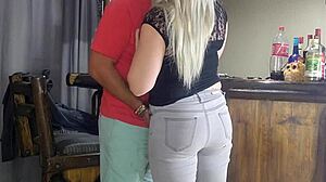 i'm fucking my best friend's petite blonde wife doggystyle with creampie while he's at work