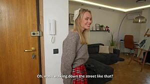 A special lesson with cute blonde teen student turns into rough sex, doggystyle fucking, cunilingus, and eating cum from condom.