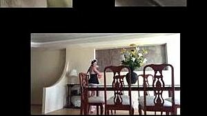 The young Latina maid gave her boss an extra oral service and got cum as payment.