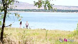 Natali Quinn hunts for public fucks and targets one in the swamp for rough outdoor action