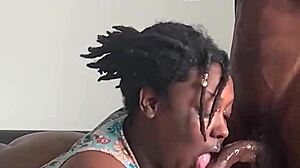 The ebony bbw goddess worshiped the monster black cock sloppily before the mirror in amateur deepthroat action