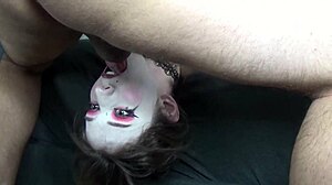 Oh man, mad moxxi gets that rough head hanging throat fuck of a lifetime, slamming balls deep cum in throat as she stares forward