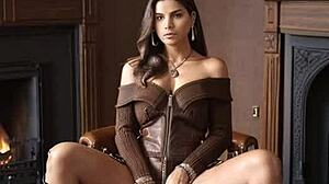 The duchess appears in corset lingerie and leather boots gloves. She dominates the rich cfnm scene on sofa.