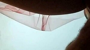 she catches him in the bathroom and starts fucking his cock hard