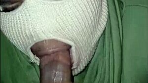 Uh, super sloppy deepthroat blowjob from this masked girl, gagging on big cock til cumshot.