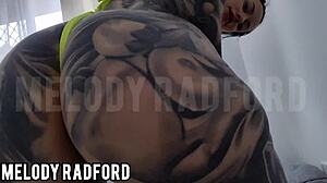 Slutty milf with big fake tits and shaved pussy twerks and teases in homemade video