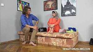 Husband's jealous of his beautiful Arab wife in hijab, she's so horny and cute! 😏