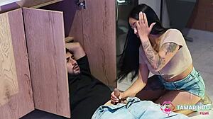 i kiss my stepmom and then she gets fucked by my friend... oh man her big tits and wet pussy are amazing in this colombian milf scene