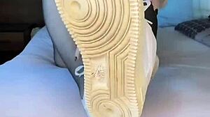 Intense Black Nails Dominate Feet World with Fetish Nylon Tights and Nike Air Force