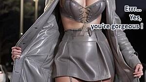 hey, check out this dirty after work tease in leather boots and skirt outdoors 😏 part 1 with ai illustrated dancing