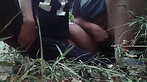 Outdoor panties masturbation leads to orgasm in public