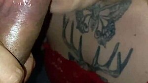 latina girlfriend gives sloppy deepthroat suck with cum swallow handjob action