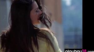 big boobed all natural babe pilar lastra stripping clothes and taking relaxing shower