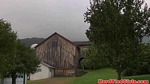 i'm a bdsm sub toyed by black maledom while cuffed in bondage outdoors