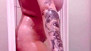 i'm so horny takin' a shower as sexy babe with big tits and wet ass...