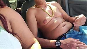 Playing With Giant Cock In Public Car