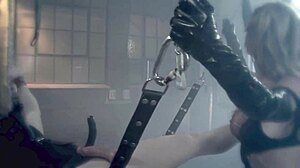 Intense female dominatrix takes control in BDSM bondage kinky rough session