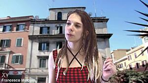 French Casting with Cute Model Licking Ass and Feet Before Doggystyle Fuck with Huge Monster Cock and Swallow