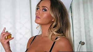 Naked big tits Canadian teen blondie Halley Madiison preparing her makeup