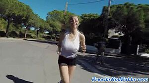 The bigtit milf got picked up then fucked hard in missionary by a stranger.