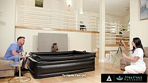 You won't believe this sexy masseuse Gal Ritchie giving Nuru massage with deepthroat and pussy licking. She gets hot facial after fucking coworker in French subtitles.