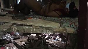 Hidden room sex on the wood for a long time! Can this ebony milf handle the big black cock in doggystyle and missionary?