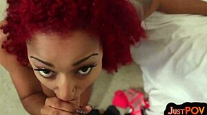 Pierced and Inked Redhead Gives Pov Suck and Ride with Dirty Talk in Close-Up Action