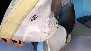 Intense Black Nails Dominate Feet World with Fetish Nylon Tights and Nike Air Force